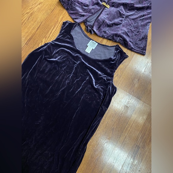 Vintage 80’s 90’s Velvet Dress & Vintage Jacket Set Royal Purple Sparkle Holiday - Picture 11 of 17